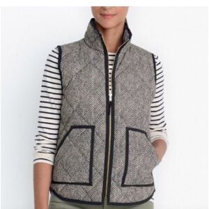 J. Crew Gray Herringbone Vest with Black Trim size S